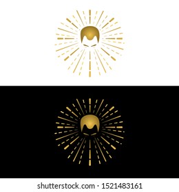 spiritual head light concentration logo vector design