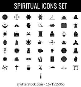 Spiritual icon set in b&w color