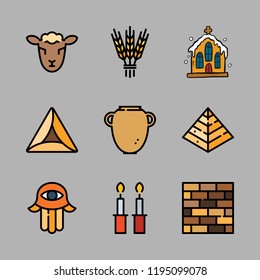 spiritual icon set. vector set about church and hebrew icons set.