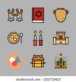 spiritual icon set. vector set about kabbalah, hebrew, geometry and church icons set.
