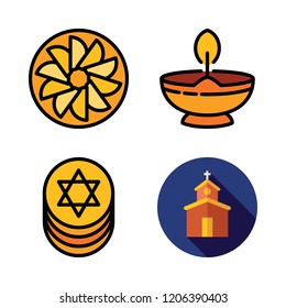 spiritual icon set. vector set about hebrew and church icons set.