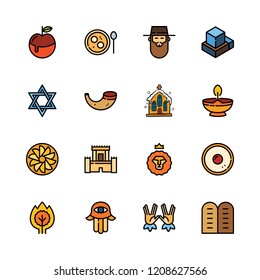 spiritual icon set. vector set about church, kabbalah and hebrew icons set.