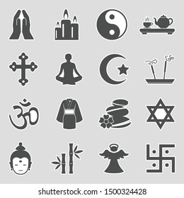 Spiritual Icons. Sticker Design. Vector Illustration.