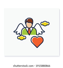 Spiritual identity color icon. Personal growth concept. Self identity. Meaning and ultimate existence purpose . Growth plan. Isolated vector illustration