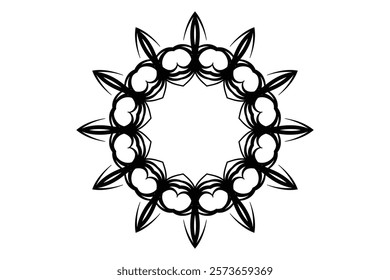 Spiritual mandala design with star-centered geometry and black and gray patterns for a harmonious look	