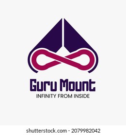 Spiritual master on the mountain. Minimal design concept.