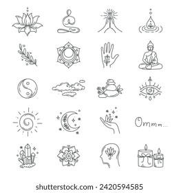 Spiritual, mental health, healing vector icon collection