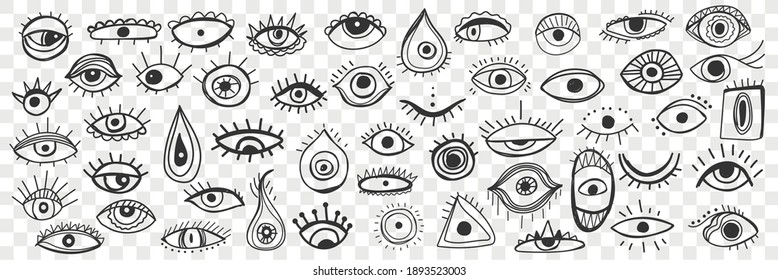 Spiritual occult eye doodle set