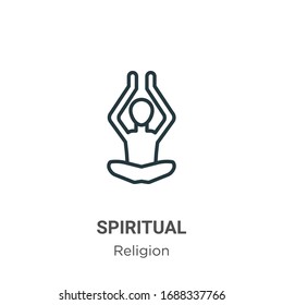Spiritual outline vector icon. Thin line black spiritual icon, flat vector simple element illustration from editable religion concept isolated stroke on white background