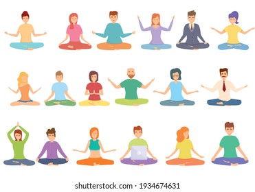 Spiritual practices icons set. Cartoon set of Spiritual practices vector icons for web design