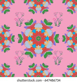 Spiritual and ritual symbol of Islam, Arabic or Indian religions. Colored oriental Mandala motifs. Vector geometric circle elements. Round Ornament Pattern on a red background.