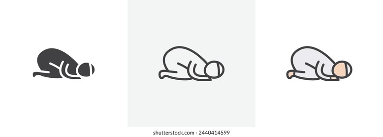 Spiritual Sujud Prayer Icons. Islamic Devotional Practices and Worship Symbols