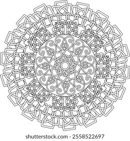 spiritual symbol motif adult coloring page celtic mandala mystic vector Christmas