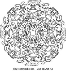 spiritual symbol motif adult coloring page celtic mandala mystic vector Christmas