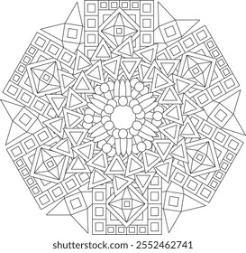 spiritual symbol square adult coloring page circular celtic mandala mystic vector