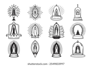 Spiritual Symbols and Sacred Imagery. Silhouettes 12 item religious icon set.