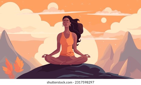 Spiritual therapy for body and mind with harmony yoga vector illustration