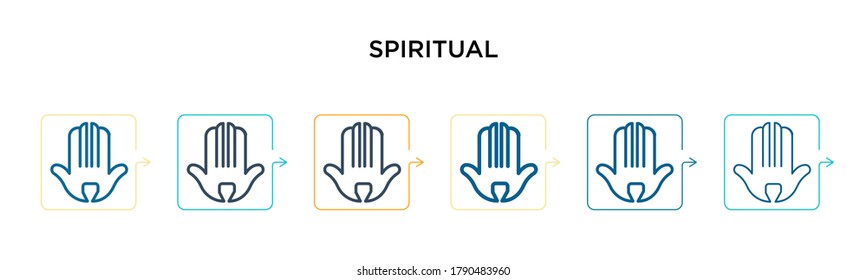Spiritual vector icon in 6 different modern styles. Black, two colored spiritual icons designed in filled, outline, line and stroke style. Vector illustration can be used for web, mobile, ui