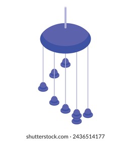 Spiritual wind chime icon isometric vector. Hanging melody tinkling ensemble. Blue color design