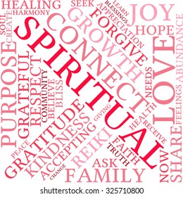 Spiritual word cloud on a white background. 