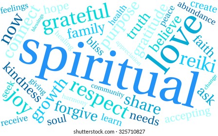 Spiritual word cloud on a white background. 