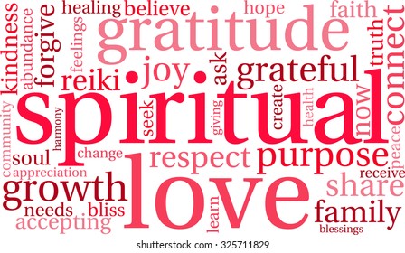 Spiritual word cloud on a white background. 