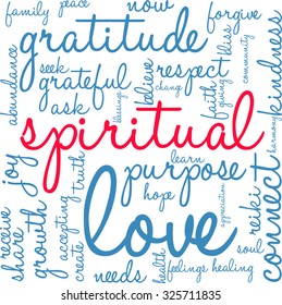 Spiritual word cloud on a white background. 