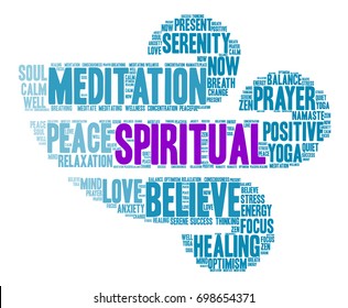 Spiritual word cloud on a white background. 