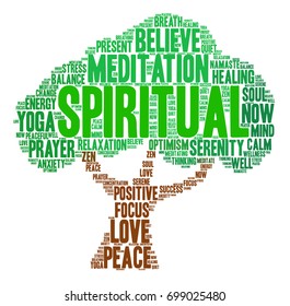 Spiritual word cloud on a white background. 