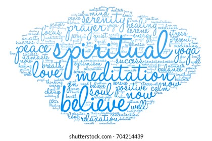 Spiritual word cloud on a white background. 