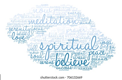 Spiritual word cloud on a white background. 