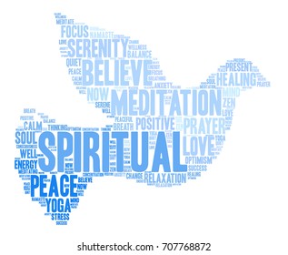 Spiritual word cloud on a white background. 