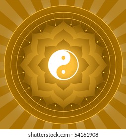 Spiritual Yin Yang On Lotus Background