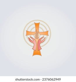 Spirituality Icons Meditation Hands Cross Angels Light Logo Symbol Vector Element