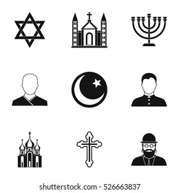 Spirituality icons set. Simple illustration of 9 spirituality vector icons for web
