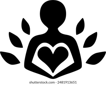 Espiritualidad amor propio mindfulness bienestar negro monocromo logo icono