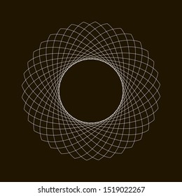 Spirograph abstract element on a black background.