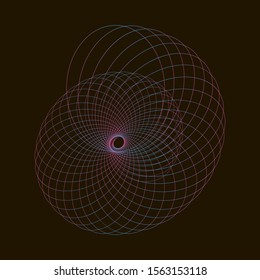Spirograph abstract element on a black background.