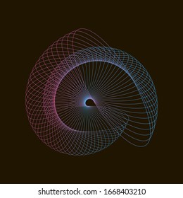 Spirograph abstract element on a black background.