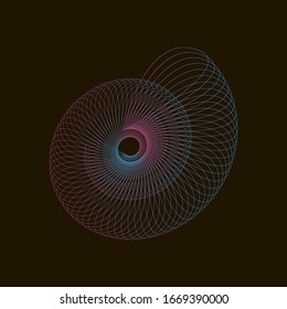 Spirograph abstract element on a black background.