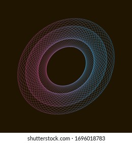 Spirograph abstract element on a black background
