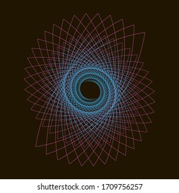 Spirograph abstract element on a black background.