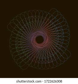 Spirograph abstract element on a black background. Vector illustration