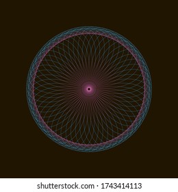 Spirograph abstract element on a black background.