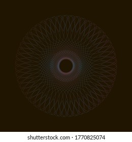 Spirograph abstract element on a black background.