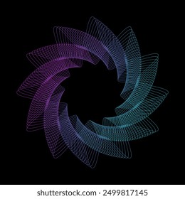 Spirograph abstract element on a black background.	