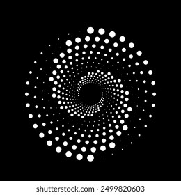 Elément abstrait spirographe sur fond noir.	