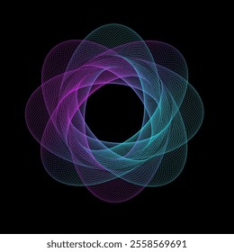 Spirograph abstract element on a black background