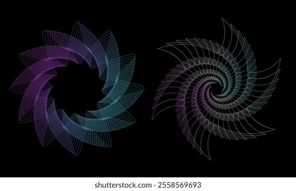 Spirograph abstract element on a black background