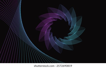 Spirograph abstract element on a black background	